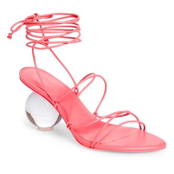 Cult Gaia Su Strappy Lace-Up Sandals Heels Blossom Pink Acrylic Heel NEW Size 41 - Picture 1 of 7